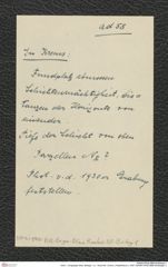 Seite 1, Eingelegte Seite, Beilage 1 zu  "Abschrift: | Krems | Paläolithikum | 1930" (NHMW-PRAE-BBB-58-Beilage-1)